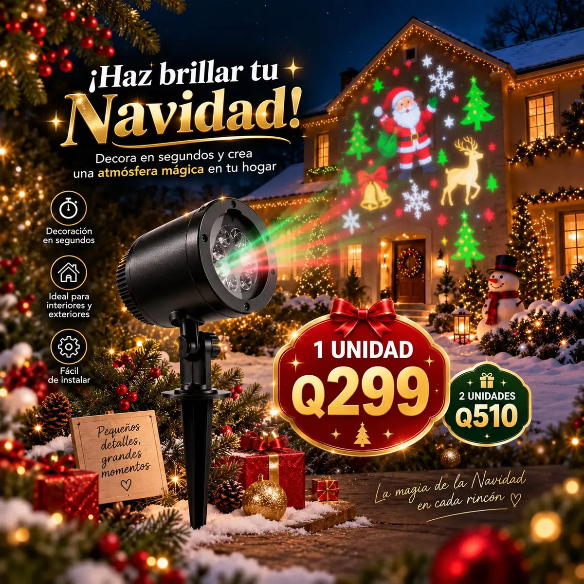 Proyector Navideño LED con Diapositivas